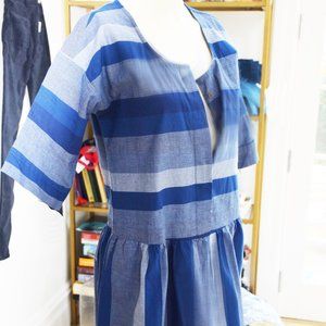 KOPAL STRIPED COTTON DRESS SZ S